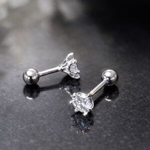Moissanite stud earrings screw back silver long post EM017-0.2ct-9mm